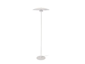 Miniaturka 5 - Biała lampa podłogowa Levorio z szerokim kloszem talerzowym