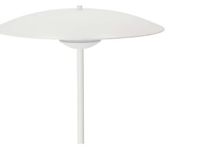 Miniaturka 3 - Lampa podłogowa Levorio detal białego klosza talerzowego
