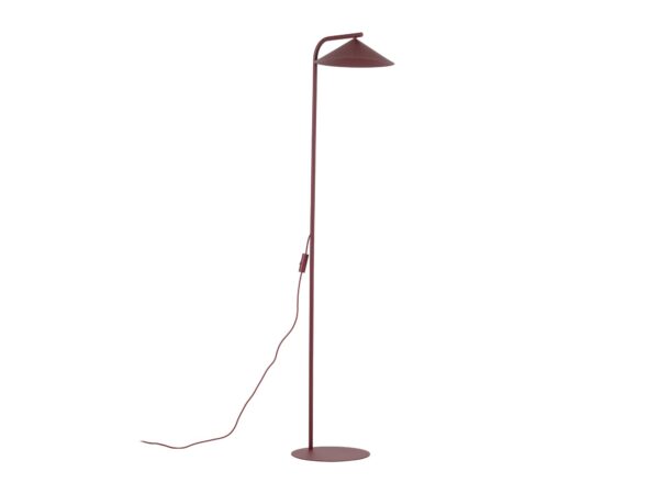 Lampa podłogowa Lume bordowa ze stożkowym kloszem, grafika producenta