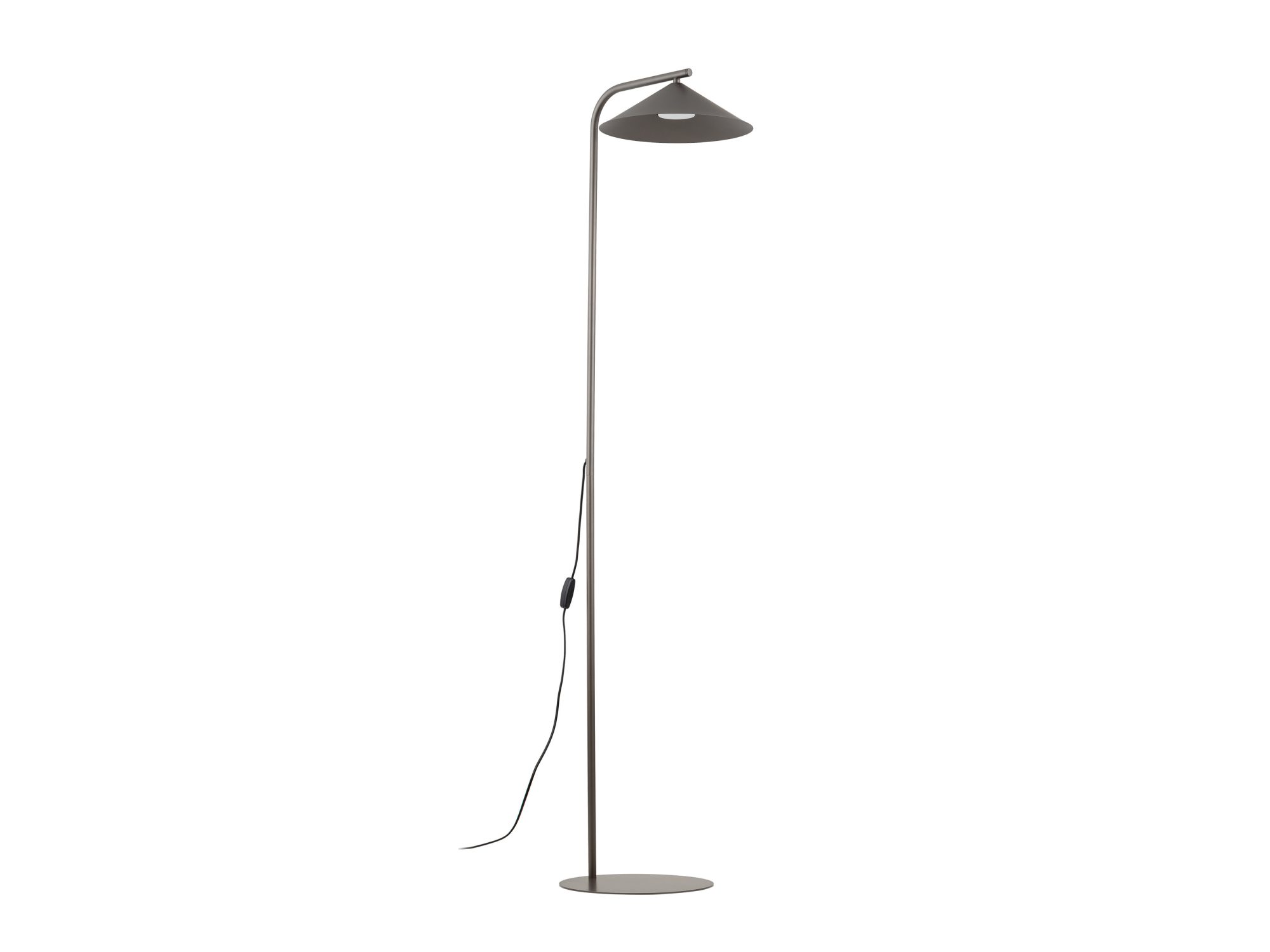 Lampa podłogowa Lume ciemnobrązowa ze stożkowym kloszem, grafika dostawcy