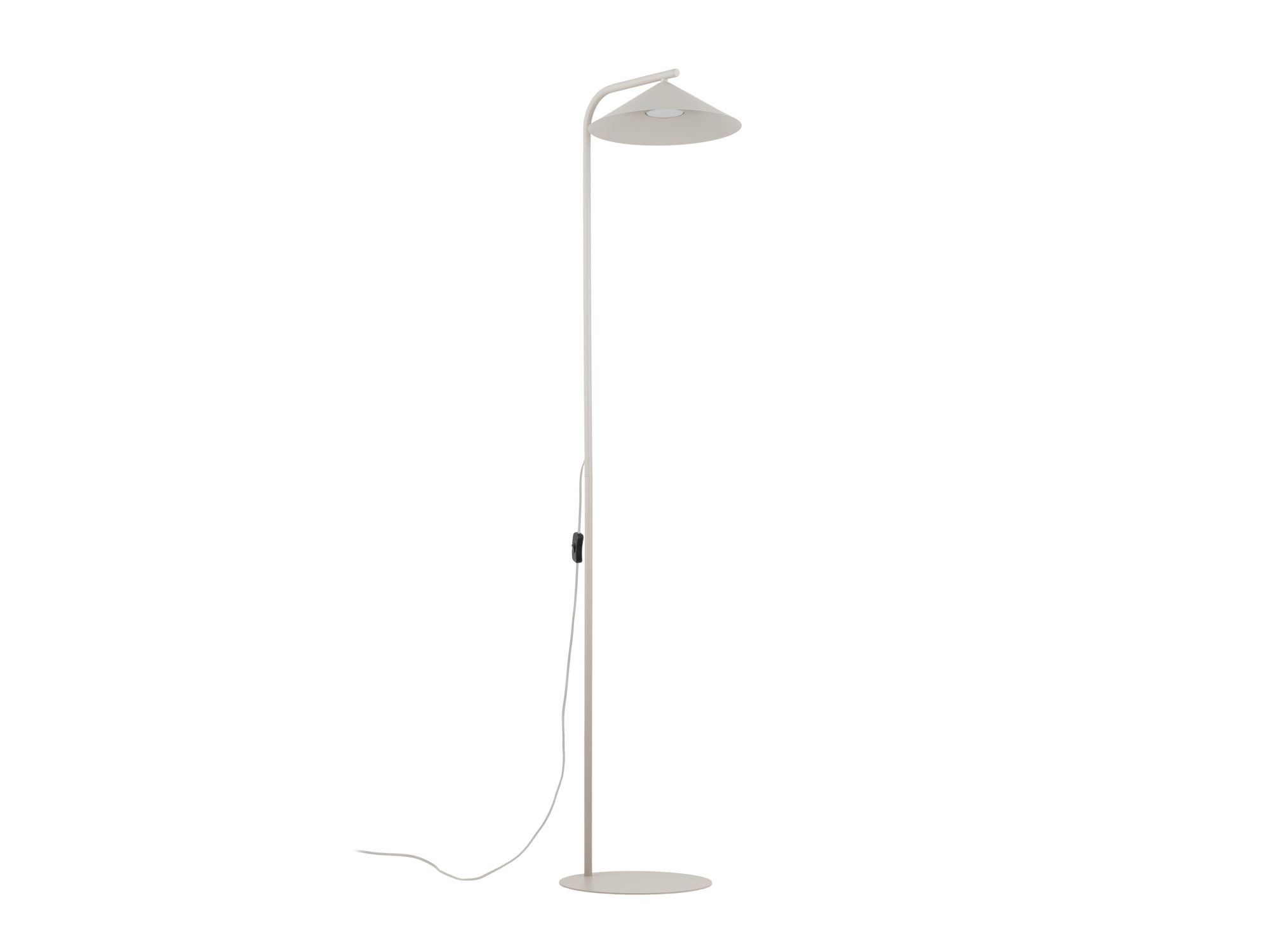 Lampa podłogowa Lume kaszmirowa, stożkowy klosz i prosta podstawa, kadr dostawcy