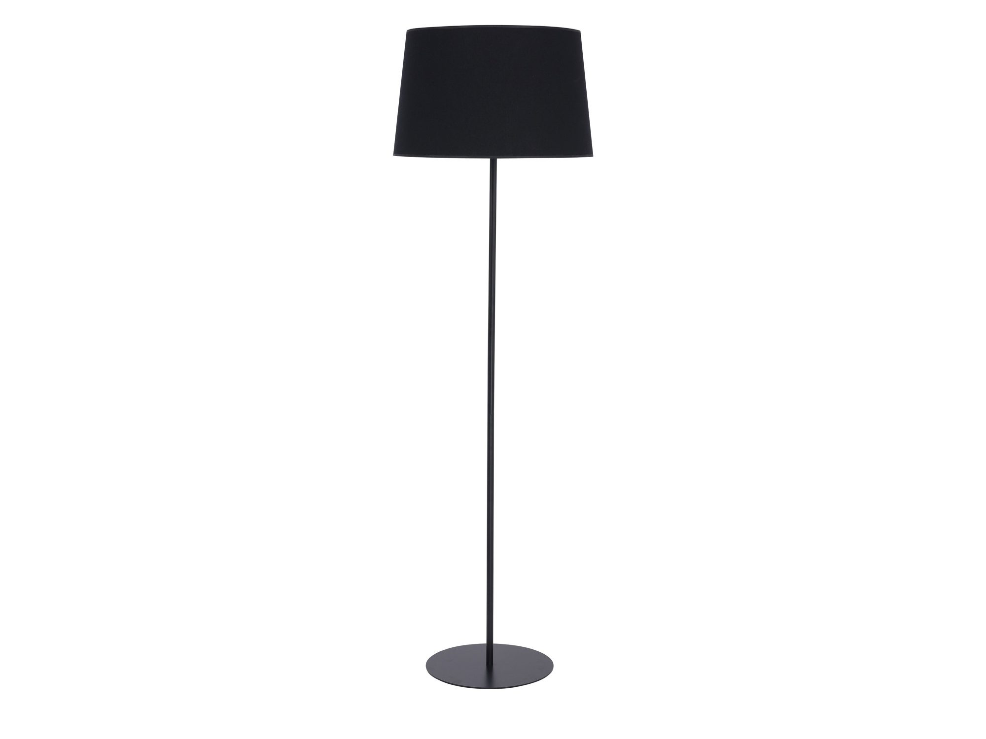 Czarna lampa podłogowa Maja 148 cm z abażurem na białym tle