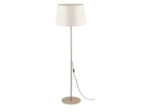 Miniaturka 2 - Piaskowobeżowa lampa podłogowa Maja z tekstylnym abażurem na białym tle