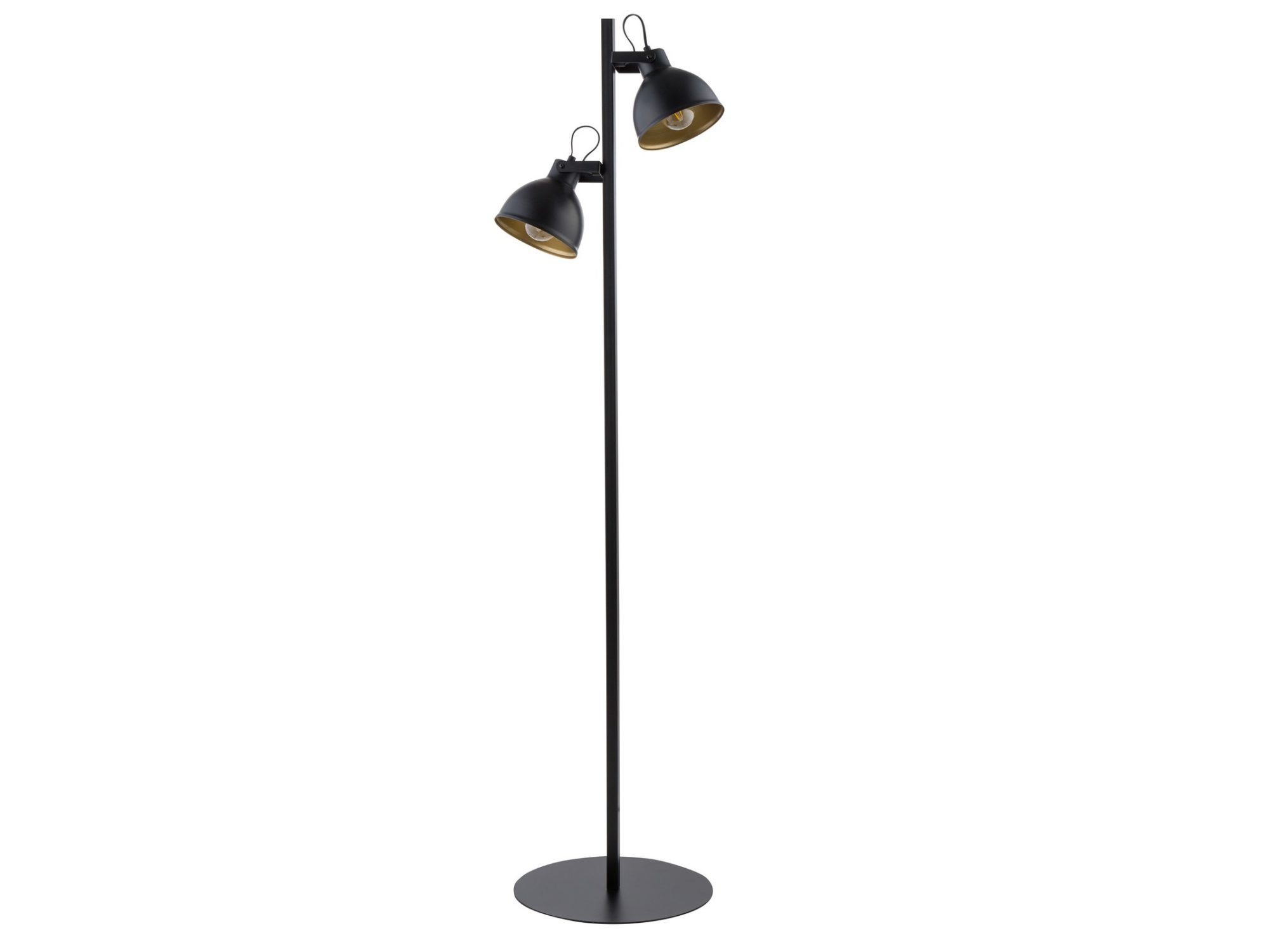 Lampa podłogowa Mars czarno-złota z okrągłą podstawą i dwoma kloszami