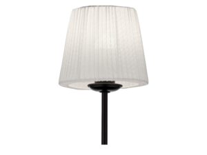 Miniaturka 2 - Plisowany biały abażur lampy podłogowej Milo na czarnym stelażu