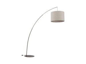 Miniaturka 2 - Brązowa lampa podłogowa Moby z jasnobeżowym abażurem na białym tle