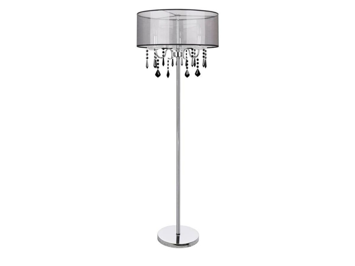 Lampa podłogowa Nalosa czarno-chromowana z abażurem 161 cm