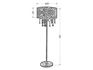 Miniaturka 1 - Lampa podłogowa Nalosa rysunek wymiarowy 161 cm wysokości i 50 cm średnicy