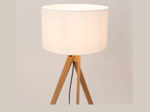Miniaturka 11 - Lampa podłogowa Narello 140 cm biały / naturalne drewno – zapalony abażur