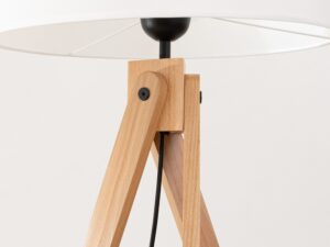 Miniaturka 12 - Lampa podłogowa Narello 140 cm biały / naturalne drewno – abażur na drewnianym trójnogu