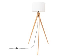 Miniaturka 7 - Lampa podłogowa Narello 140 cm biały / naturalne drewno na białym tle