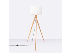 Miniaturka 8 - Lampa podłogowa Narello 140 cm biały / naturalne drewno we wnętrzu