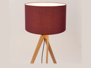 Miniaturka 21 - Lampa podłogowa Narello 140 cm burgund / naturalne drewno – zapalony abażur