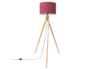 Miniaturka 17 - Lampa podłogowa Narello 140 cm burgund / naturalne drewno na białym tle