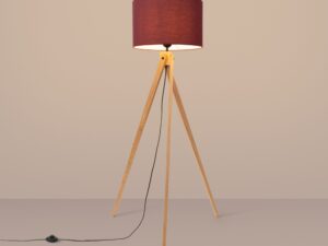 Miniaturka 19 - Lampa podłogowa Narello 140 cm burgund / naturalne drewno z włączonym światłem