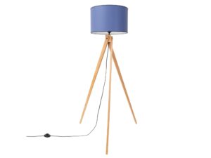 Miniaturka 28 - Lampa podłogowa Narello 140 cm granatowy / naturalne drewno na białym tle