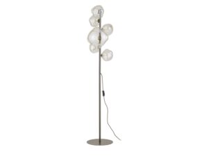 Miniaturka 2 - Ciemnobrązowa lampa podłogowa Nebia z sześcioma transparentnymi kloszami na białym tle