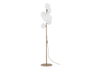 Miniaturka 4 - Lampa podłogowa Nebia w piaskowym beżu z sześcioma białymi kloszami na białym tle