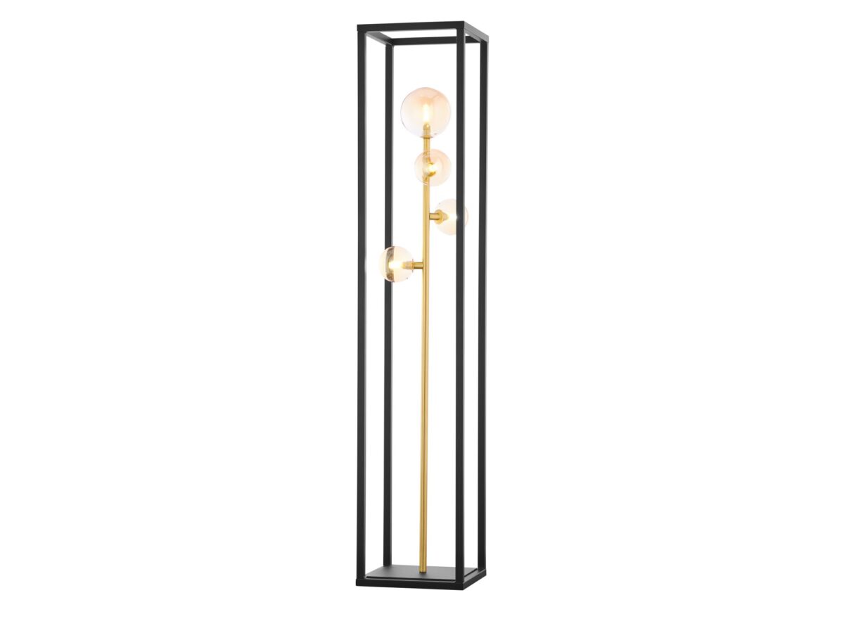 Lampa podłogowa Neptun 2-punktowa – złoto-czarna