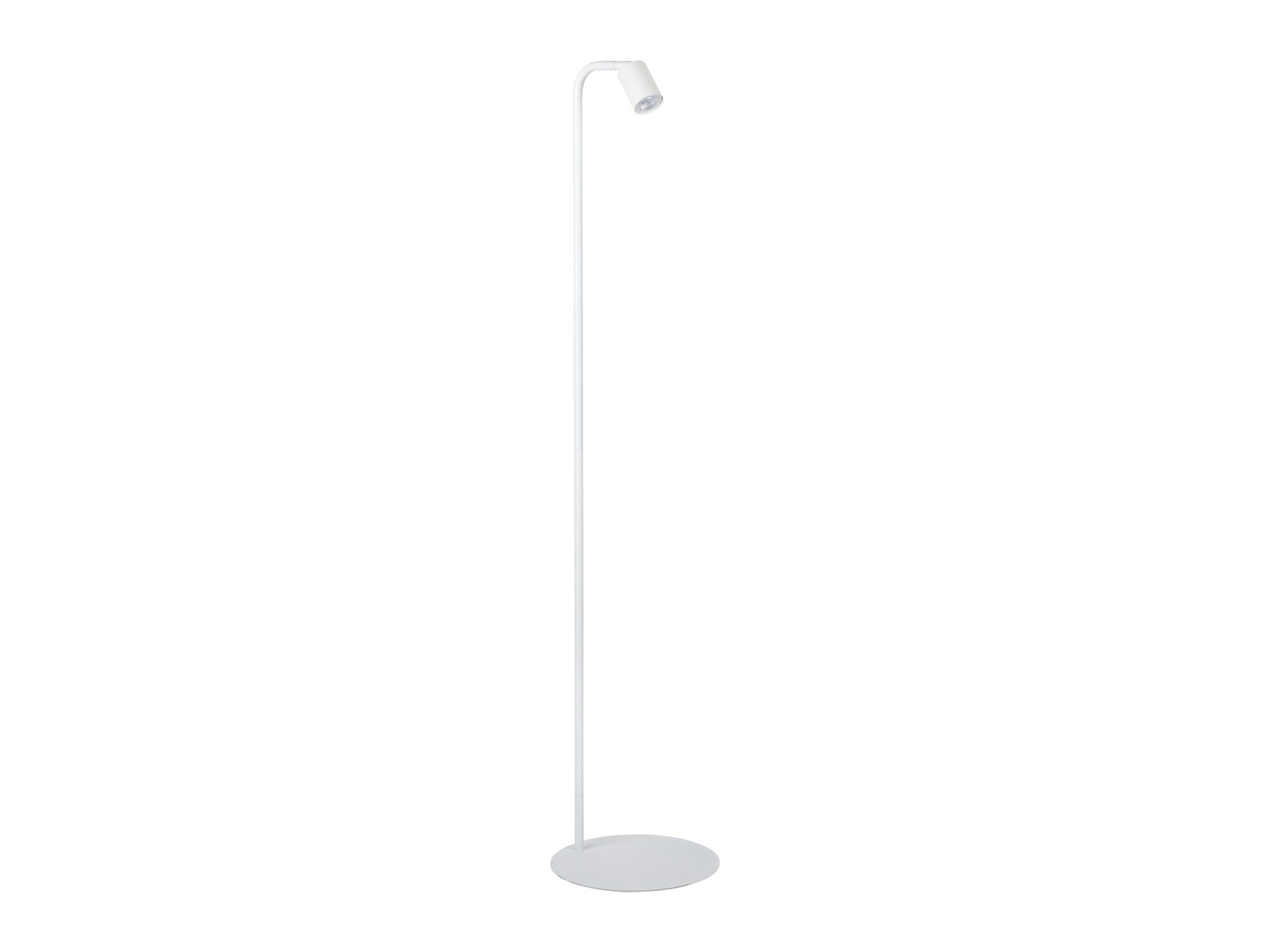 Biała lampa podłogowa Nex z reflektorem GU10 na białym tle