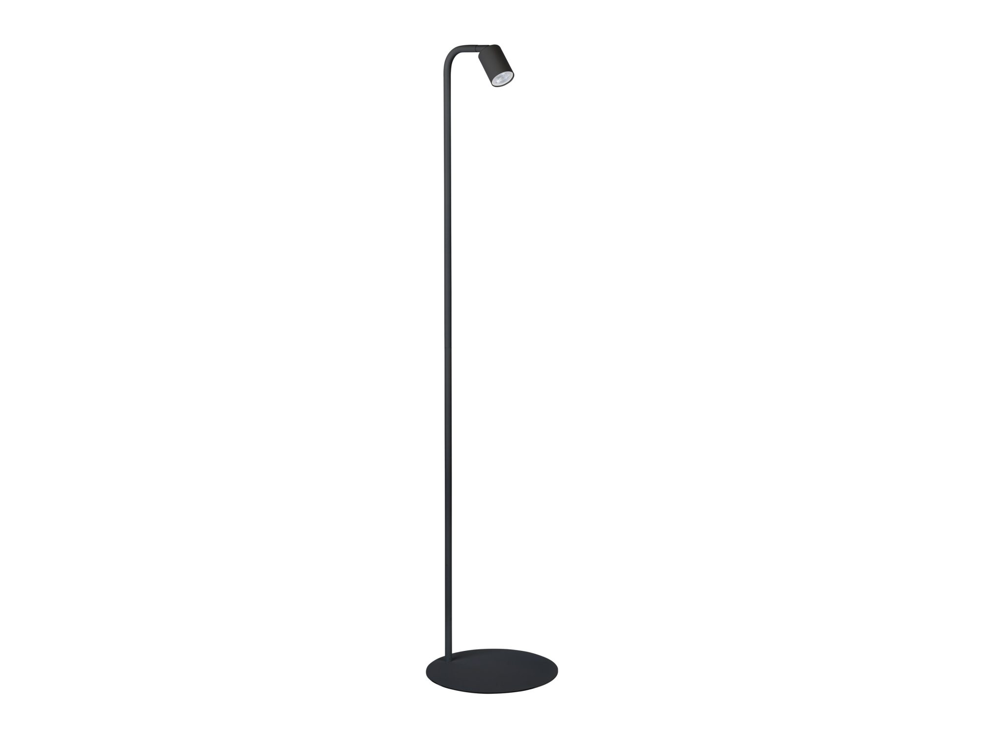 Lampa podłogowa Nex czarna ze smukłym stelażem i jednym reflektorem GU10