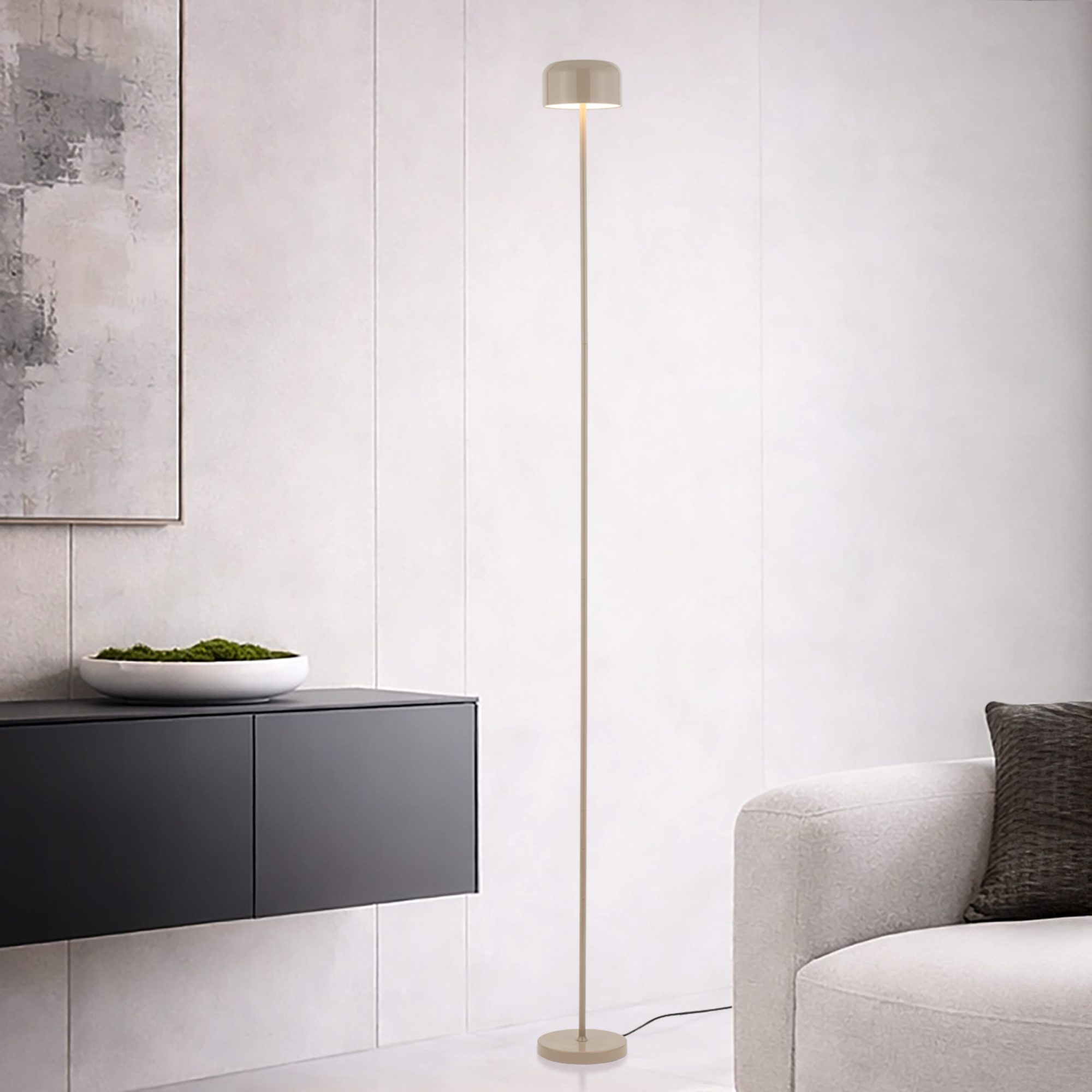 Lampa podłogowa Noa beżowa w aranżacji wnętrza
