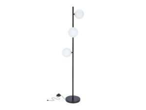 Miniaturka 3 - Lampa podłogowa Omidano czarna z trzema białymi kulistymi kloszami