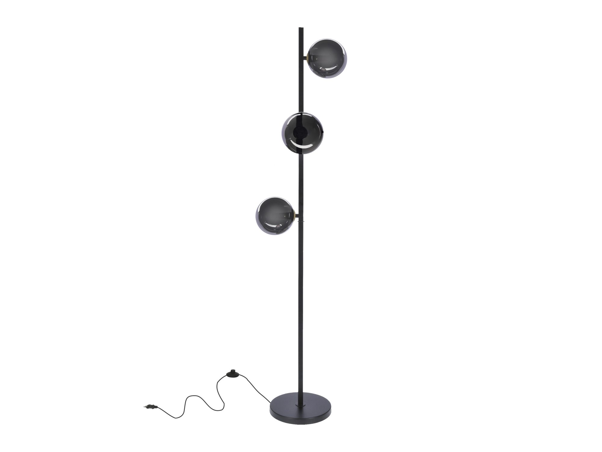 Lampa podłogowa Omidano z trzema grafitowymi szklanymi kulami