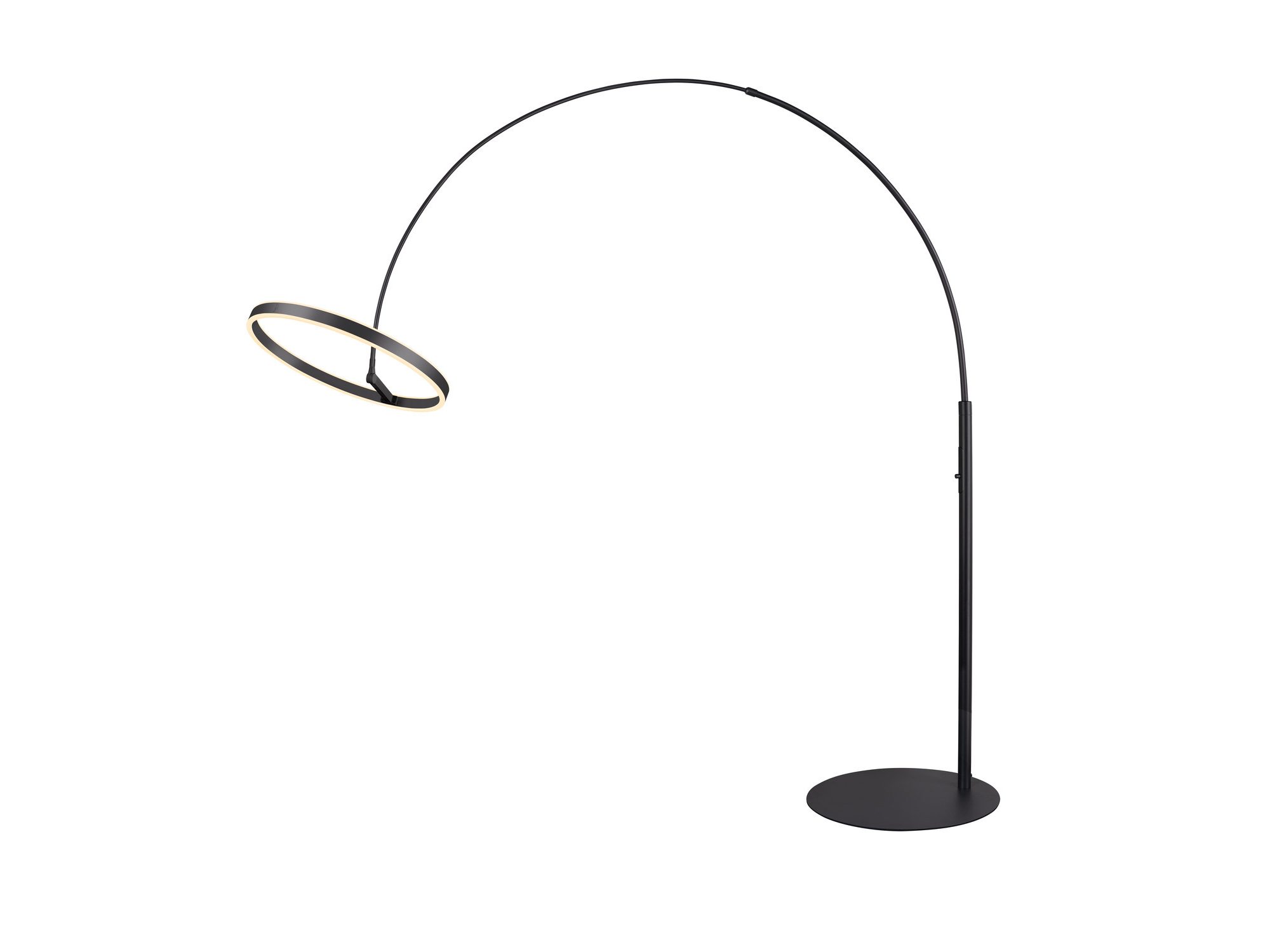 Czarna lampa One Bow FL z nachyloną pierścieniową głowicą