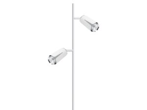 Miniaturka 6 - Lampa podłogowa Oraleta biało-chromowana, detal cylindrycznych kloszy