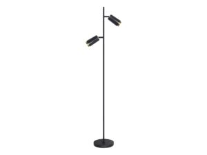 Miniaturka 9 - Lampa podłogowa Oraleta czarna ze złotymi akcentami, dwie oprawki, na białym tle