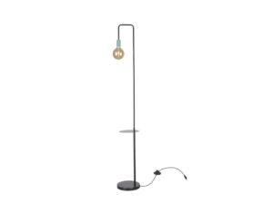 Miniaturka 5 - Lampa podłogowa Orimona czarna z zieloną oprawką, półką i przewodem