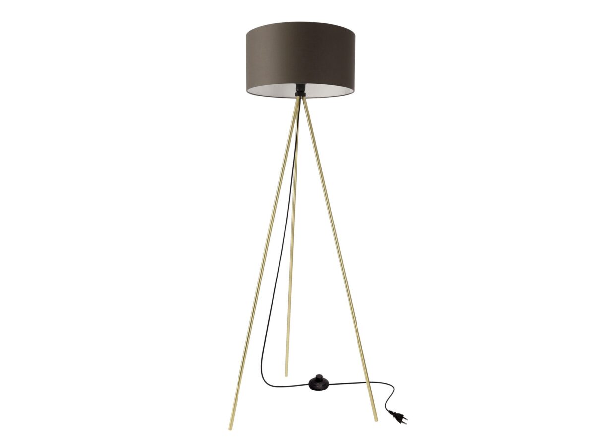 Lampa podłogowa Orotela złota z abażurem 144 cm