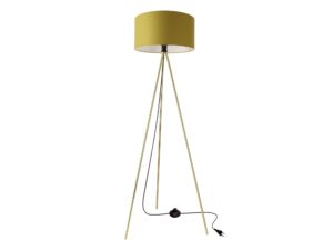 Miniaturka 1 - Lampa podłogowa Orotela ze złotą podstawą i limonkowym abażurem