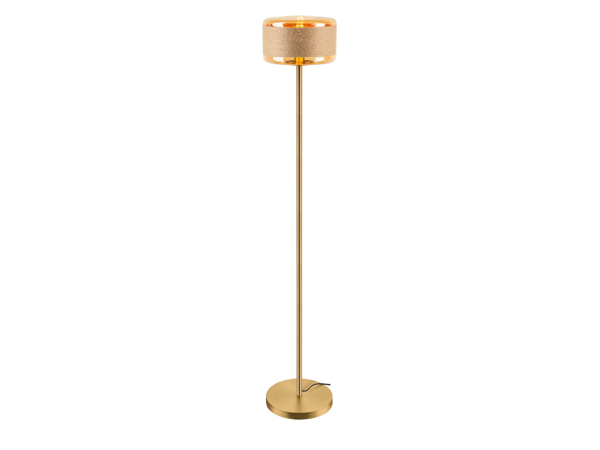 Złota lampa Pantilo Rope 27 ze świecącym cylindrycznym kloszem
