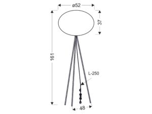 Miniaturka 8 - Lampa podłogowa Pelato biała rysunek wymiarowy 161 cm wysokości