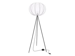 Miniaturka 1 - Lampa podłogowa Pelato z białym kulistym abażurem na czarnym trójnogu