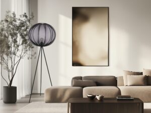 Miniaturka 4 - Lampa Pelato czarna w jasnym salonie przy sofie i obrazie
