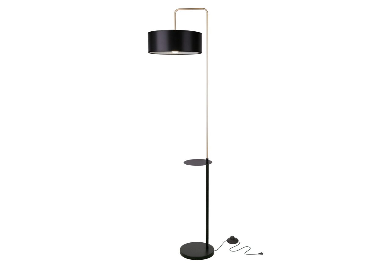 Lampa podłogowa Peletia z półką 172 cm, czarno-złota