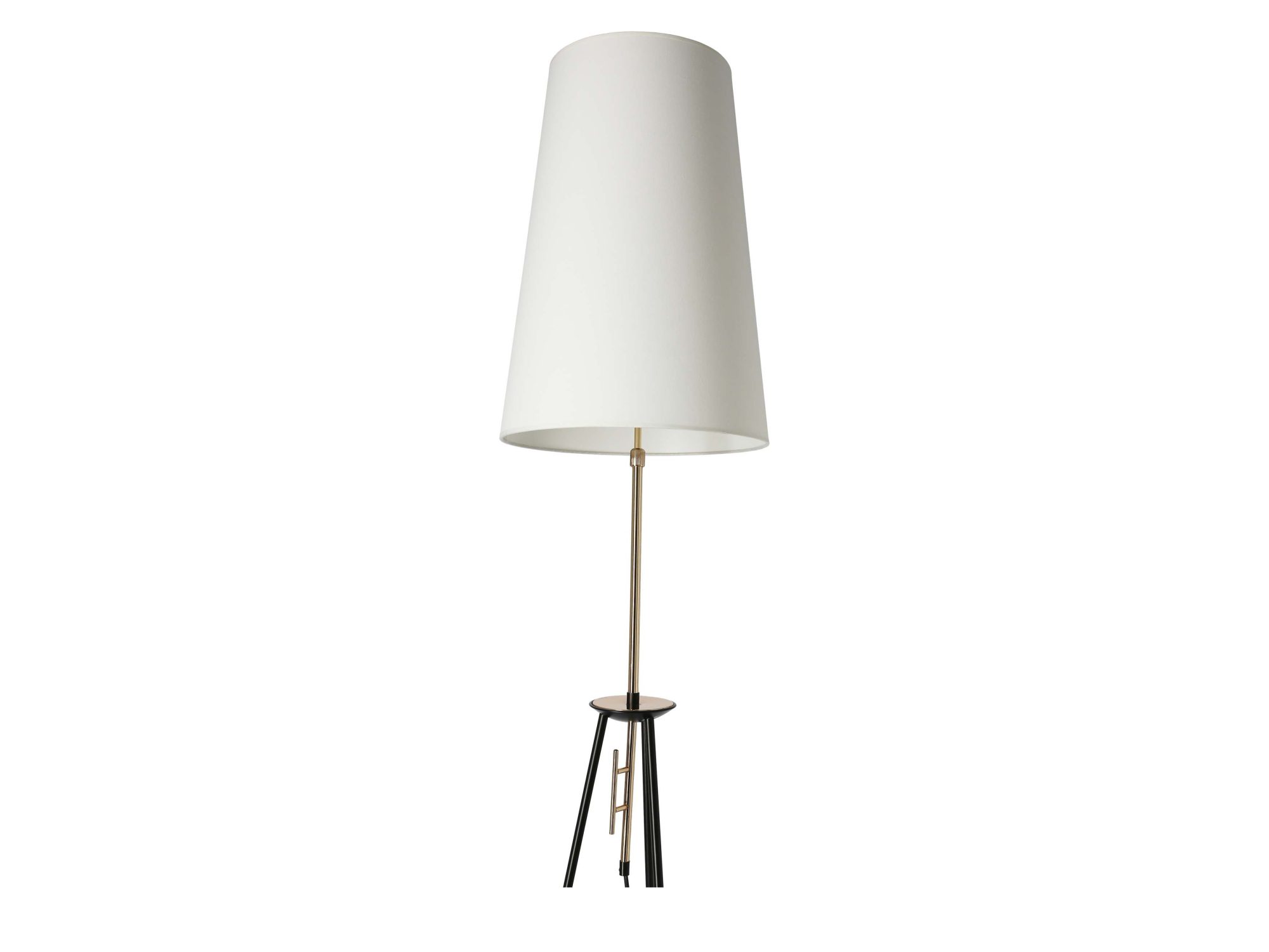 Lampa podłogowa Peloma – drugie ujęcie czarno-złotej podstawy