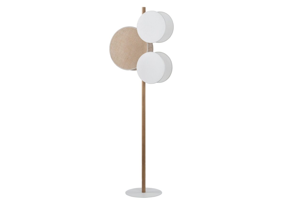 Lampa podłogowa Pulse 3-punktowa z abażurami biało-brązowymi