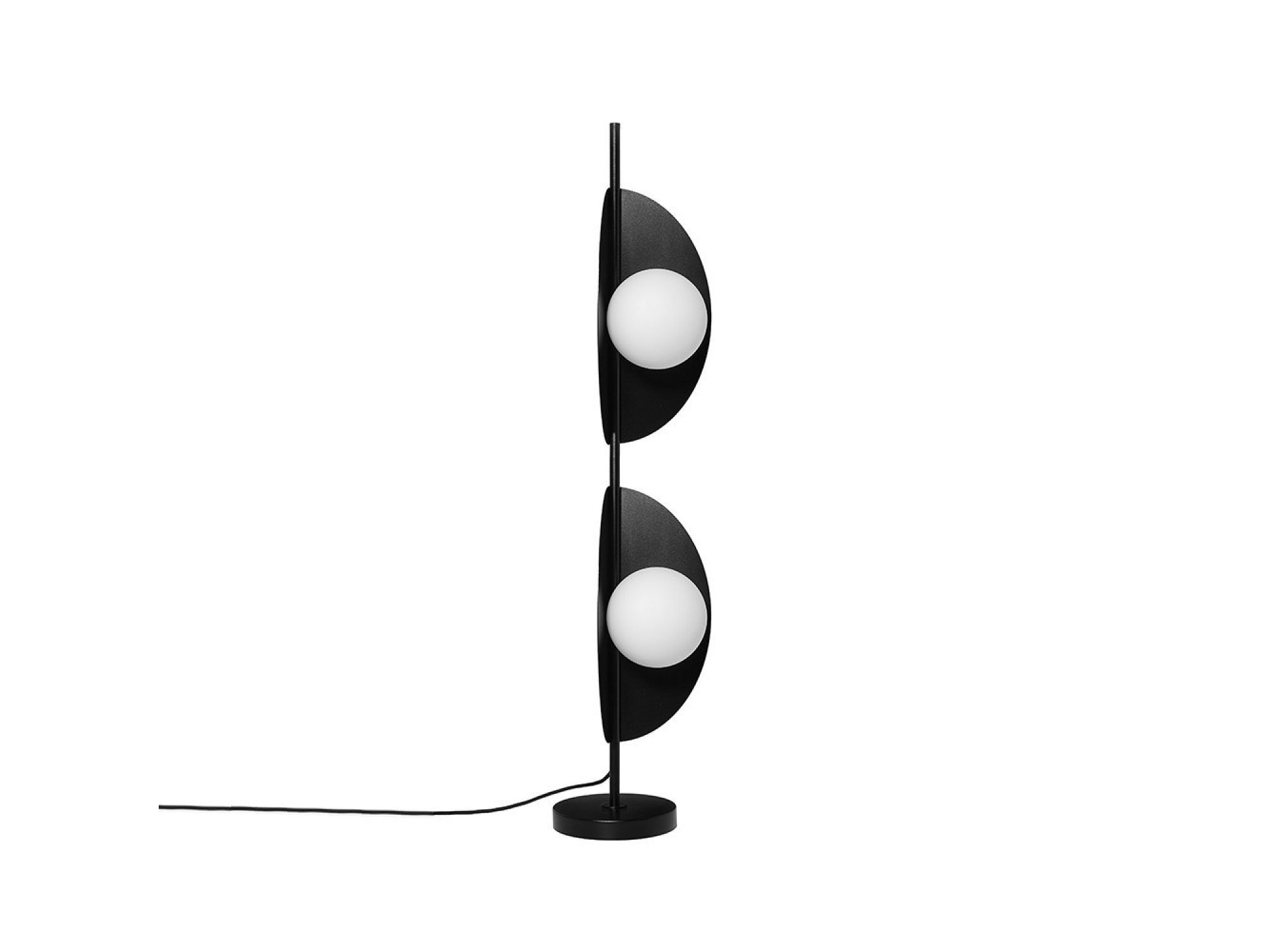 Czarna lampa podłogowa SALLO F z dwiema białymi kulami