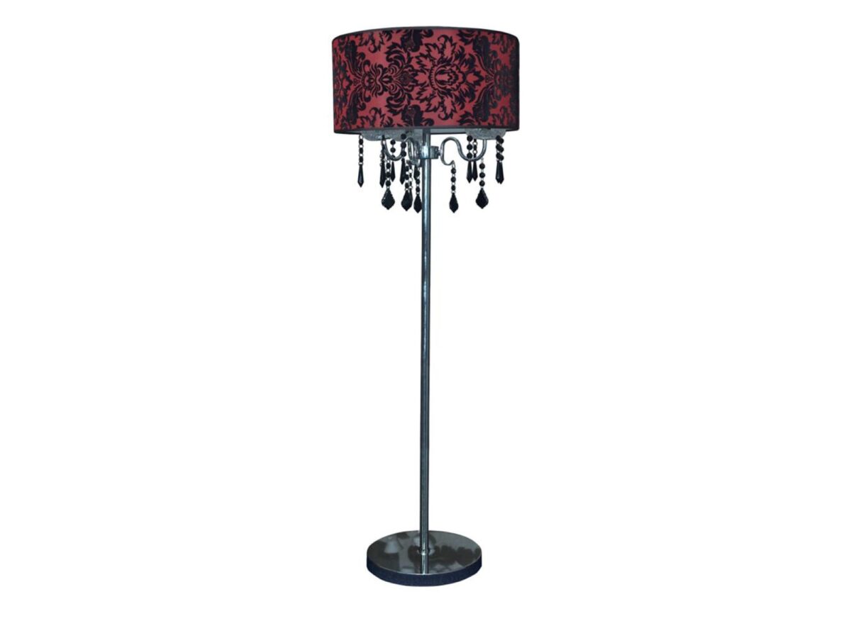 Lampa podłogowa Seromio 163 cm czerwono-czarna z kryształkami