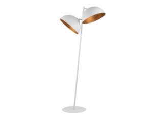 Miniaturka 8 - Lampa podłogowa Sfera biała z dwoma kopułowymi kloszami o miedzianym wnętrzu