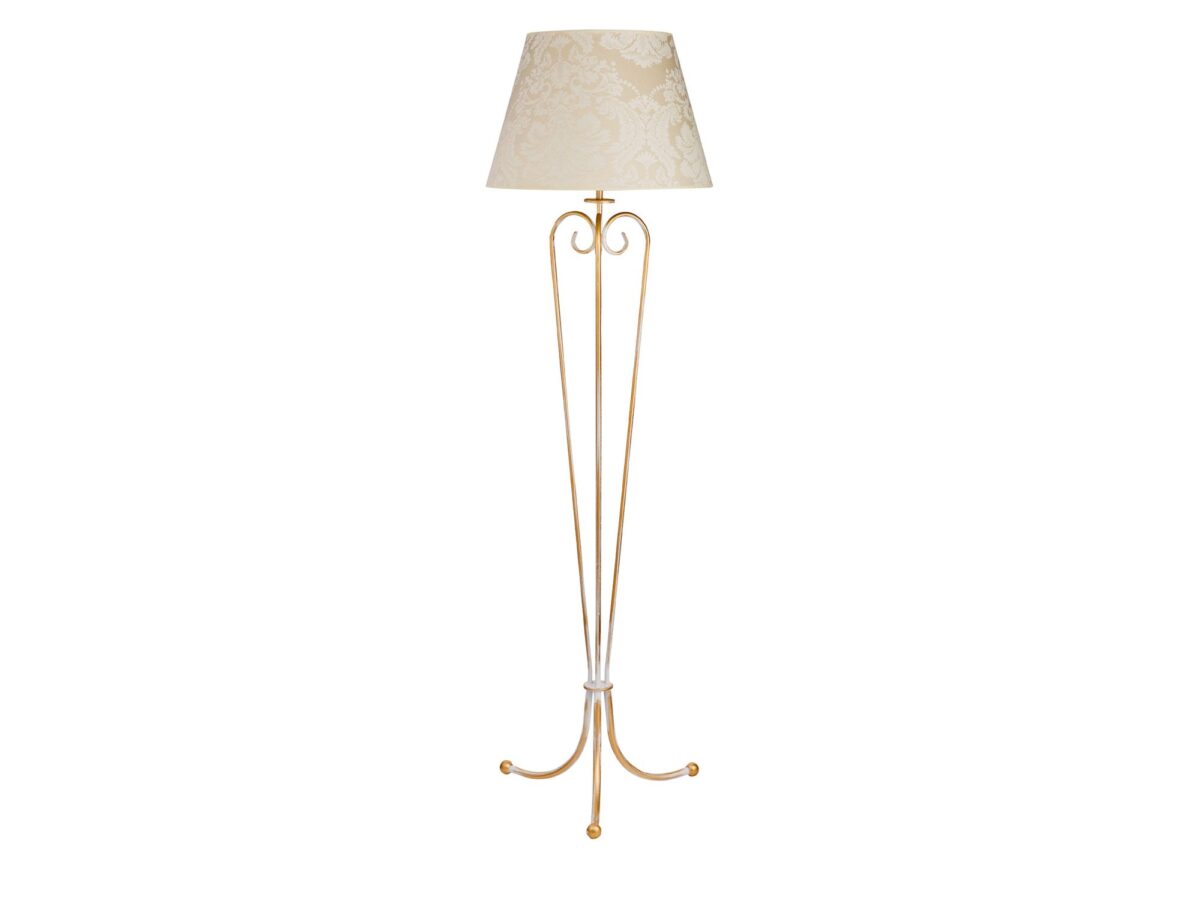 Lampa podłogowa Sofia z białym abażurem, złota