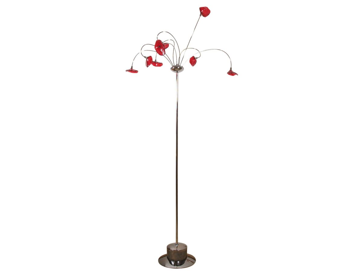 Lampa podłogowa Teretino 150 cm chrom i czerwień