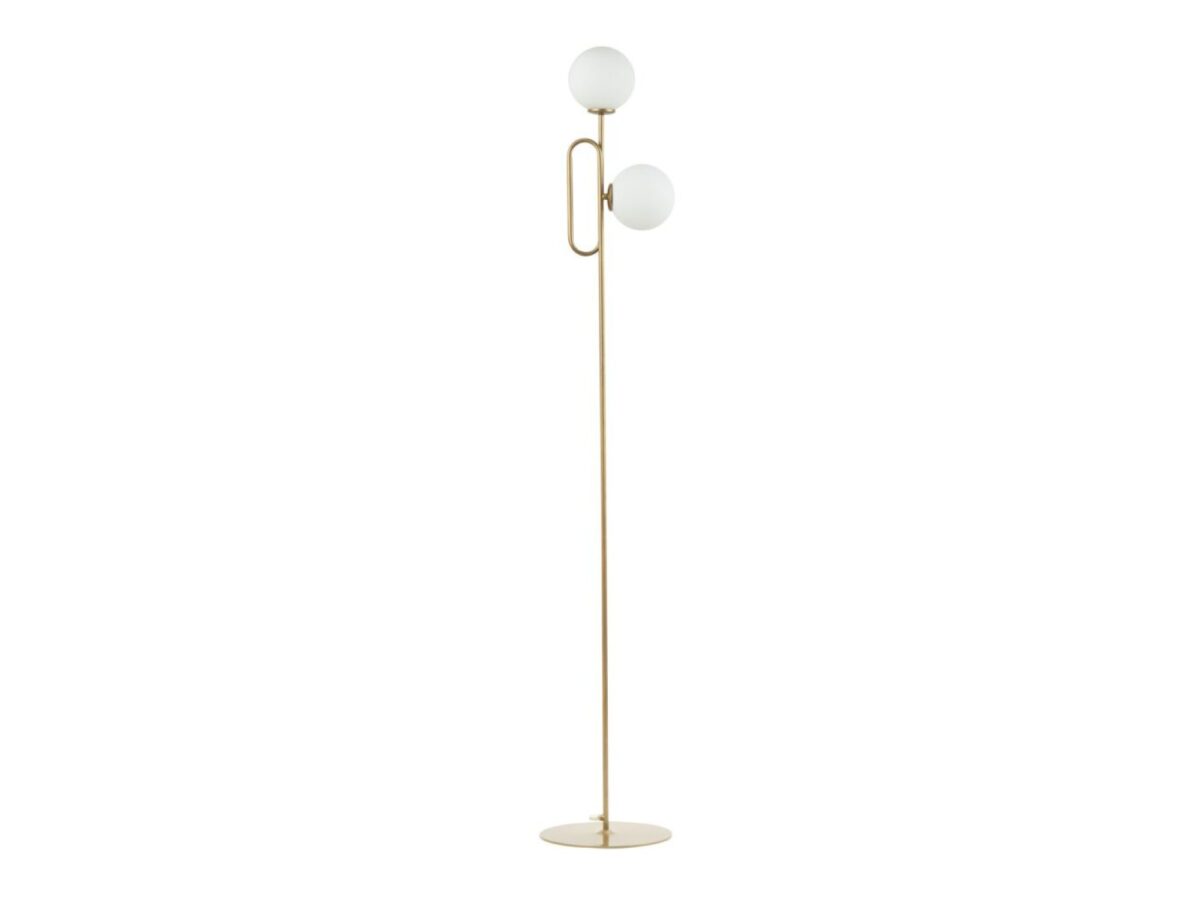 Lampa podłogowa Tes 2-punktowa złota ze szklanymi kulami