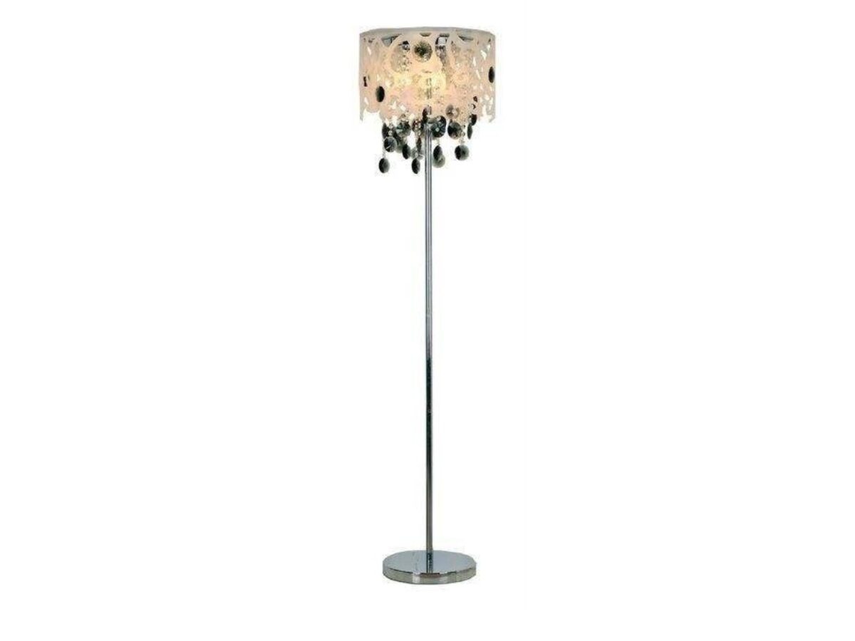 Lampa podłogowa Uliveta chromowana z ozdobnym abażurem E14 159 cm