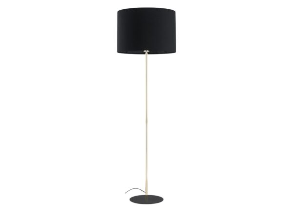 Lampa podłogowa Umberto z czarnym abażurem i złotym stelażem