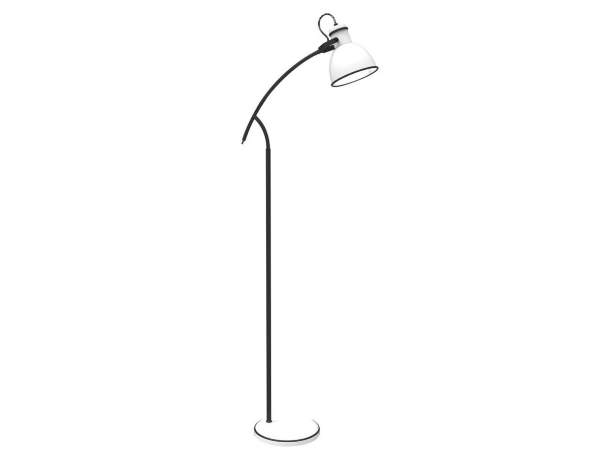 Lampa podłogowa Veledira 140 cm ze skośnym ramieniem biało-czarna
